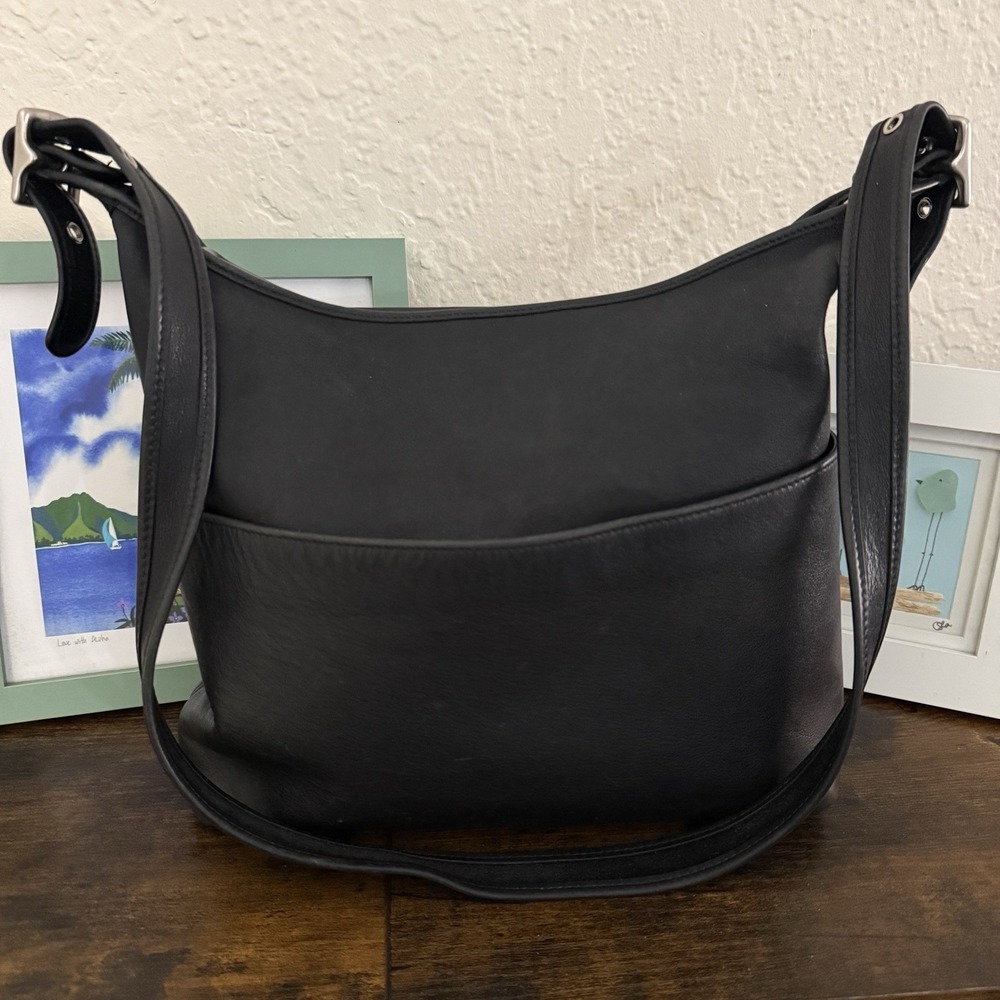 Vintage Coach Bag Black Leather Made In Costa Rica 9148 Legacy Nickel Hardware